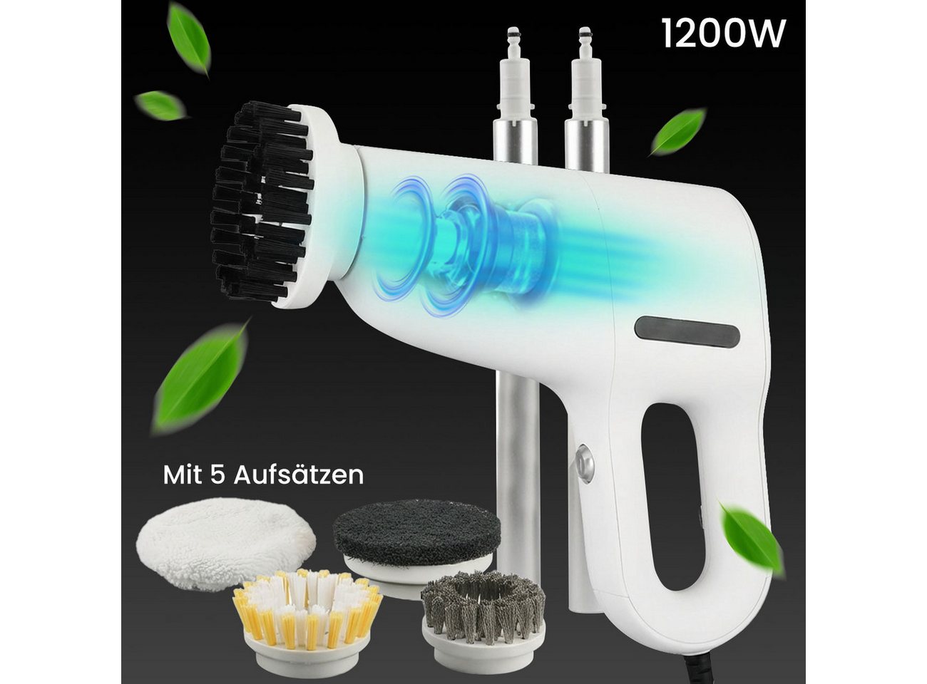 shop'n smile ideoon Dampfreiniger Leistungsstarker 3in1 Dampfreiniger & Dampfbesen 1200W 200 ml IP20, 1200 W, beutellos, LED-Betriebsanzeige, 10 Min. Dampfbetrieb, Aufheizzeit: 15 Sek. Bild 3