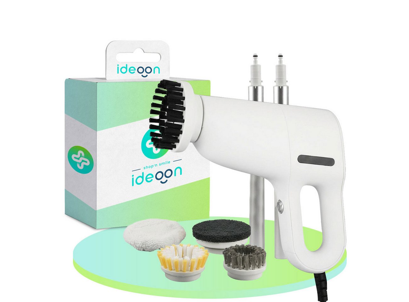 shop'n smile ideoon Dampfreiniger Leistungsstarker 3in1 Dampfreiniger & Dampfbesen 1200W 200 ml IP20, 1200 W, beutellos, LED-Betriebsanzeige, 10 Min. Dampfbetrieb, Aufheizzeit: 15 Sek. Bild 4