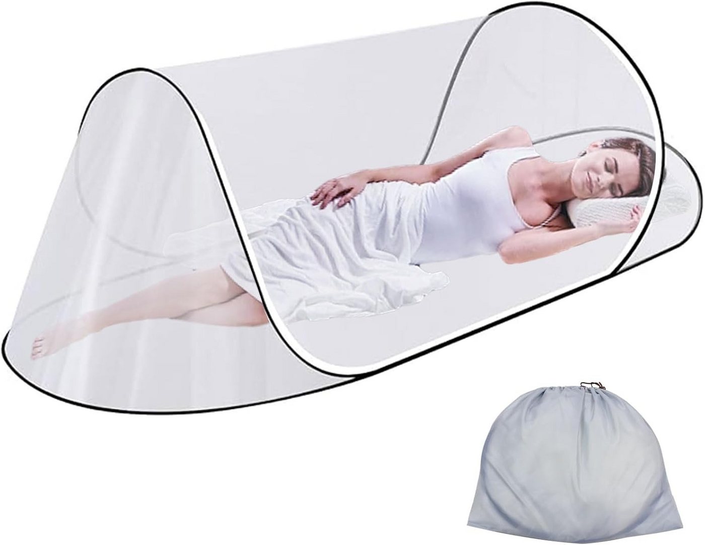 FELIXLEO Moskitonetz Pop Up 200x80x56cm Faltbar Tragbar für Bett Camping Reise (1 St) Bild 2