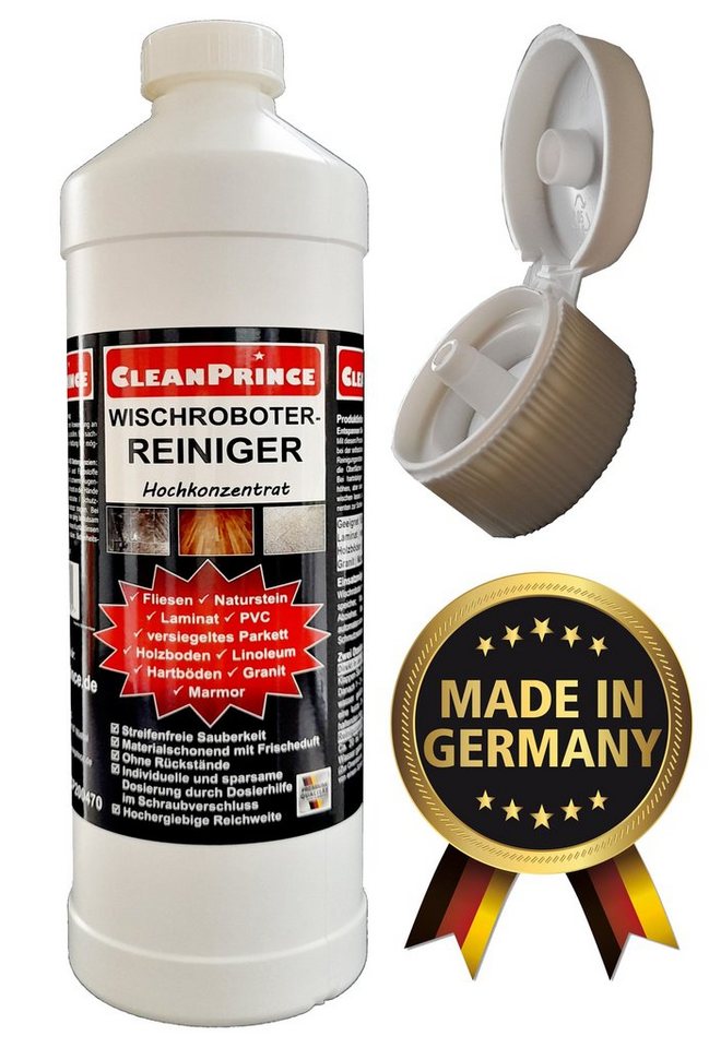 CleanPrince Wischroboter Reinigungsmittel Konzentrat 1 Liter mit Dosierkappe, Wischroboterreiniger flüssig Bild 2