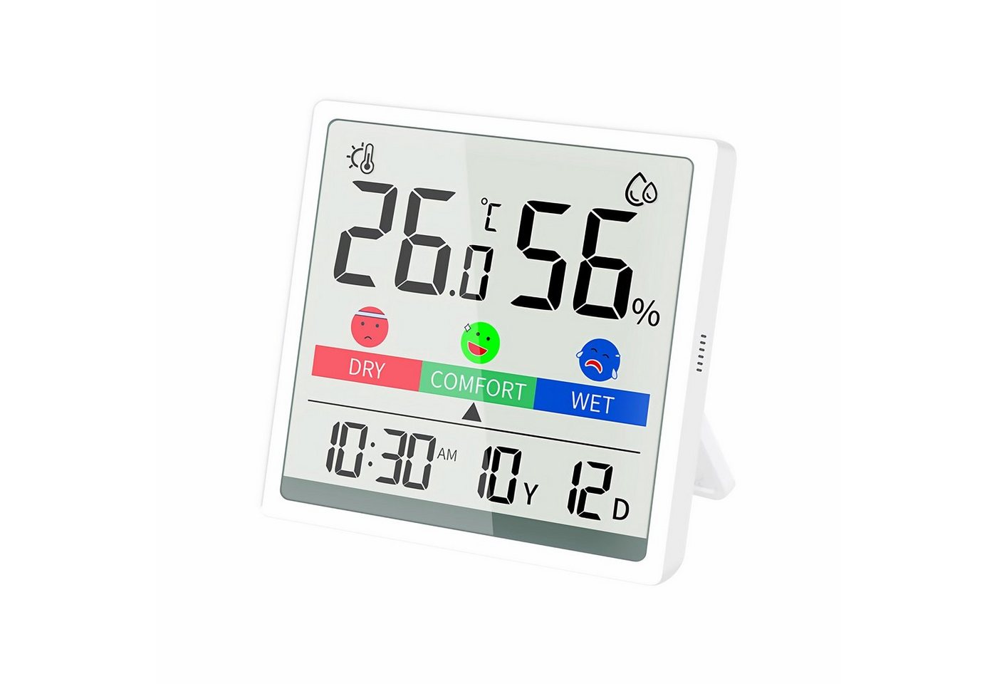 Bolwins Raumthermometer H81C Digital Date Uhr Thermometer Hygrometer LCD Display Klimaanlage, Funk-Wetterstation / Digitales Thermometer & Hygrometer 1-tlg., mit LCD-Display, LCD-Display, Temperatur- & Luftfeuchtigkeitsanzeige Bild 2