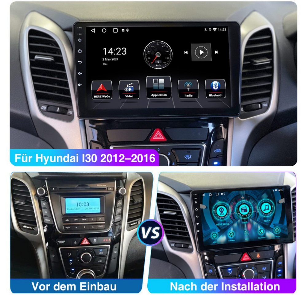 ESSGOO DAB+ 6+128G 8Core Android 15 Autoradio Carplay Für Hyundai i30 2012-16 Autoradio (RDS, Digitalradio (DAB), FM, AM, 6+128G, Carplay Android Auto Bluetooth EQ USB GPS Navi WIFI Touchscreen) Bild 4