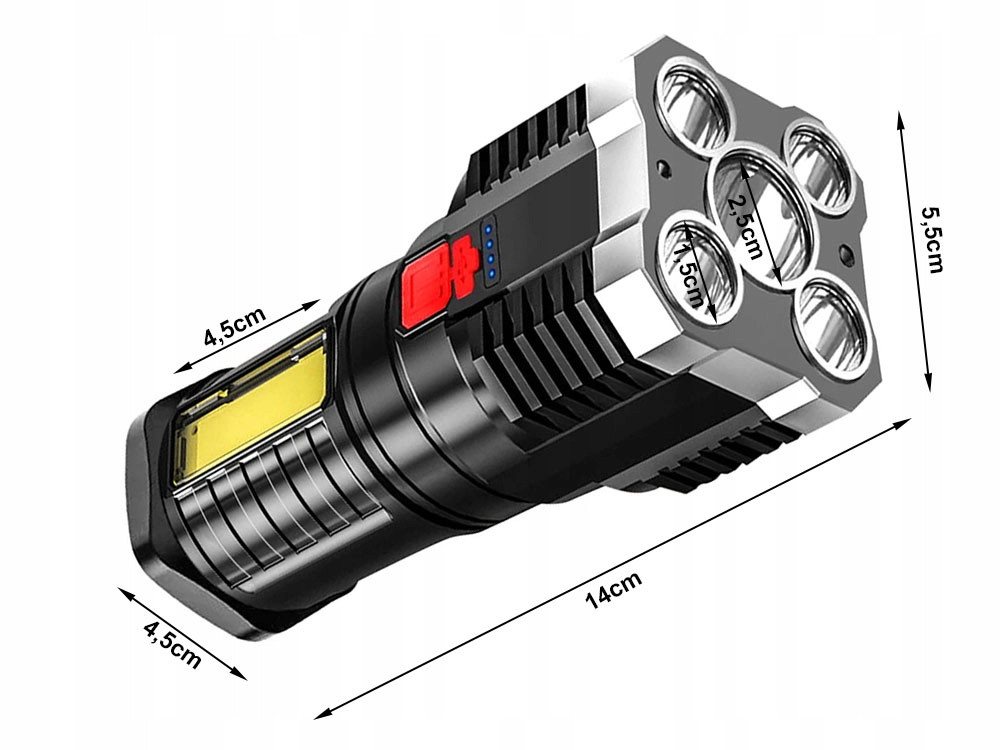 VERK GROUP LED Taschenlampe LED Taschenlampe USB wiederaufladbar 4 Modi COB Arbeitslicht (1-St), Wiederaufladbar, 4 Leuchtmodi