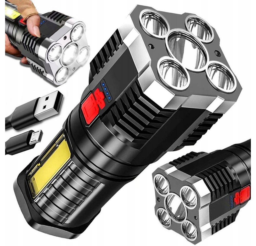 VERK GROUP LED Taschenlampe LED Taschenlampe USB wiederaufladbar 4 Modi COB Arbeitslicht (1-St), Wiederaufladbar, 4 Leuchtmodi Bild 5