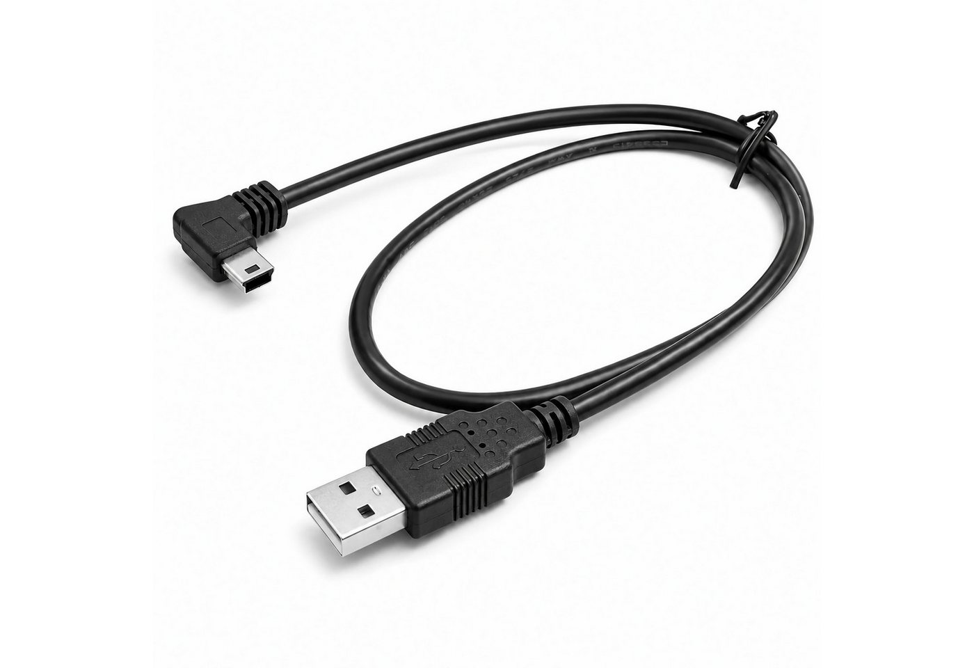 Bolwins J27 USB 2.0 A zu Mini USB Kabel Adapter 100cm für Dashcam GPS Navi mp3 USB-Kabel, USB 2.0 Typ-A Stecker, Mini-USB 5-Pin Stecker (90° links abgewinkelt), Keine Kupplung (100 cm), 90° links abgewinkelter Stecker, Laden und Datenübertragung, 100 cm Bild 3