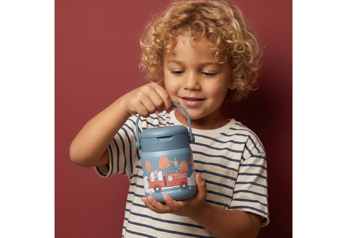 BEARFOOT Trinkflasche Thermobehälter Kinder Edelstahl - Feuerwehr blau, Thermobehälter, auslaufsicher, Edelstahl, Food jar, BPA-frei Bild 3