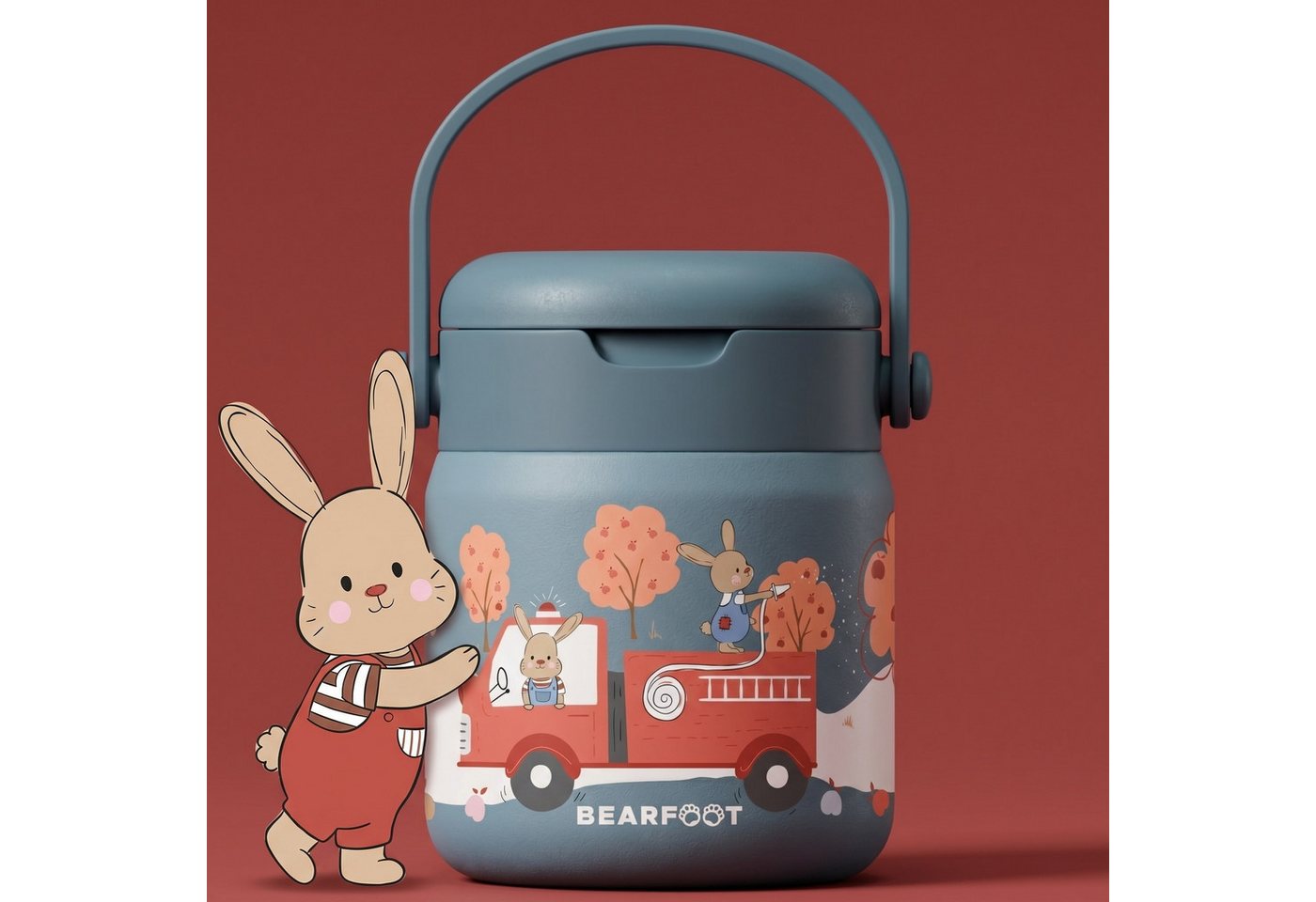 BEARFOOT Trinkflasche Thermobehälter Kinder Edelstahl - Feuerwehr blau, Thermobehälter, auslaufsicher, Edelstahl, Food jar, BPA-frei Bild 5