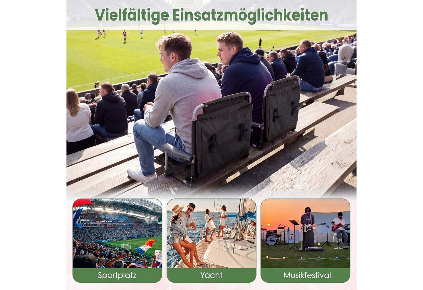 COSTWAY Campingstuhl, Stadionsitz mit Rückenlehne, Stadion Sitzkissen Bild 2