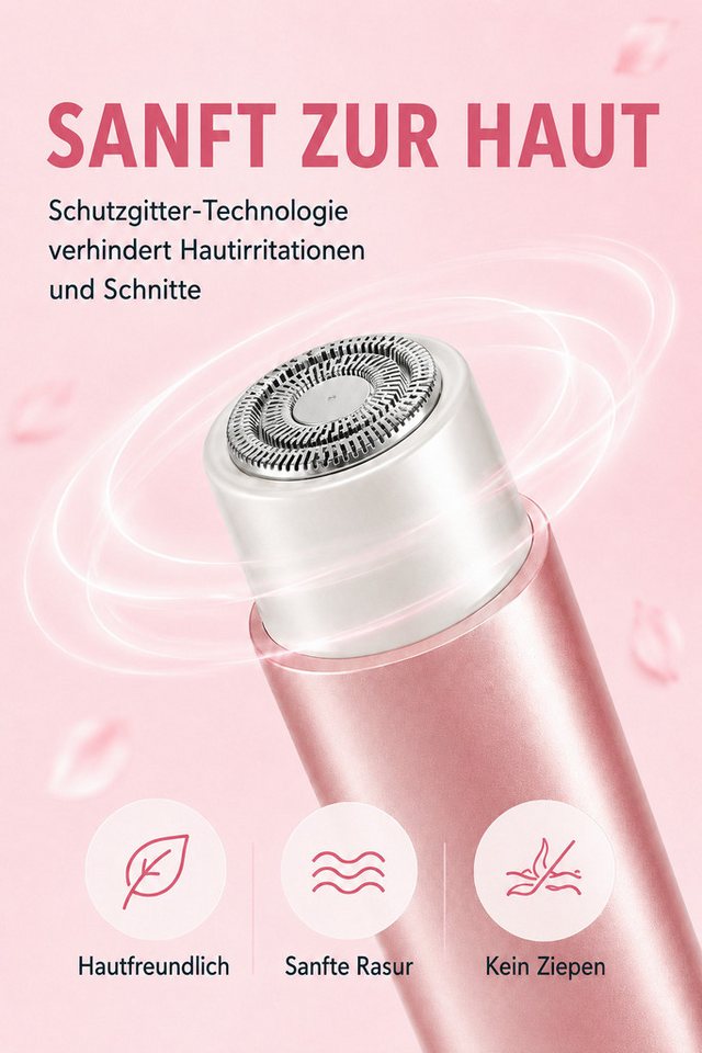 Fyrove Körper- und Bikinitrimmer 2-in-1 Damen, Trimmer + Folienrasierer, USB-C, LED, 5 Aufsätze, Rosa Bild 4