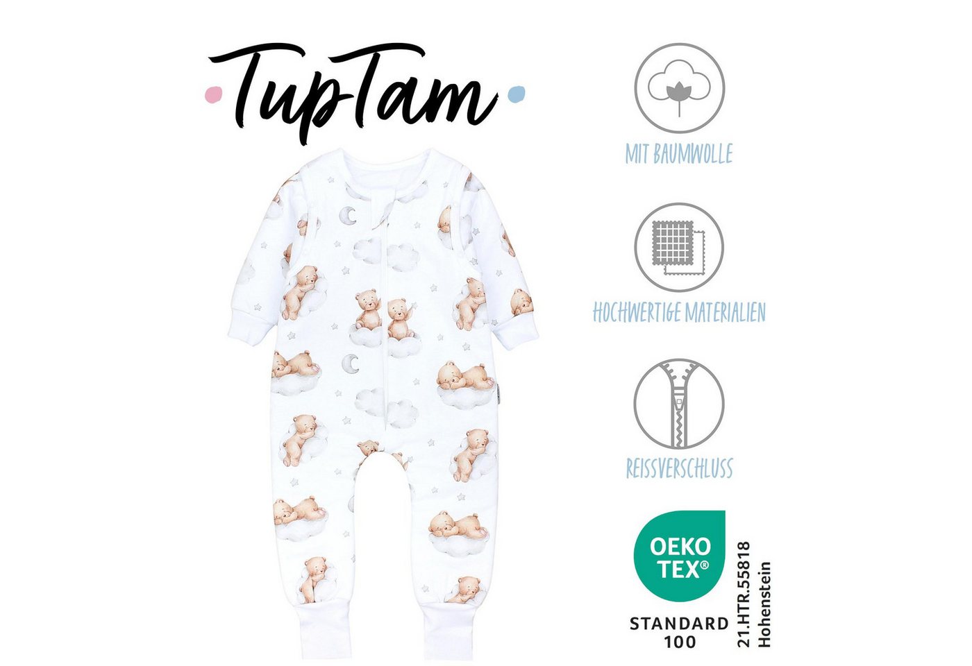 TupTam Babyschlafsack Schlafsack mit Beinen, abnehmbare Ärmel 2.5 TOG Ganzjahr Bild 5