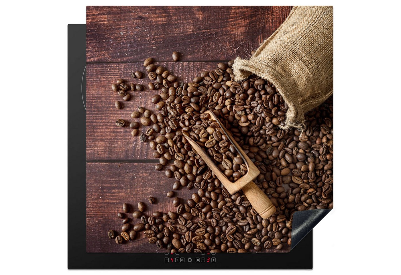 MuchoWow Herd-Abdeckplatte Kaffee - Kaffeebohnen - Braun - Holz, Vinyl, (1 tlg), Küche Herdabdeckung Ceranfeld Induktionsfeld Vinyl, 60x60 cm Bild 2