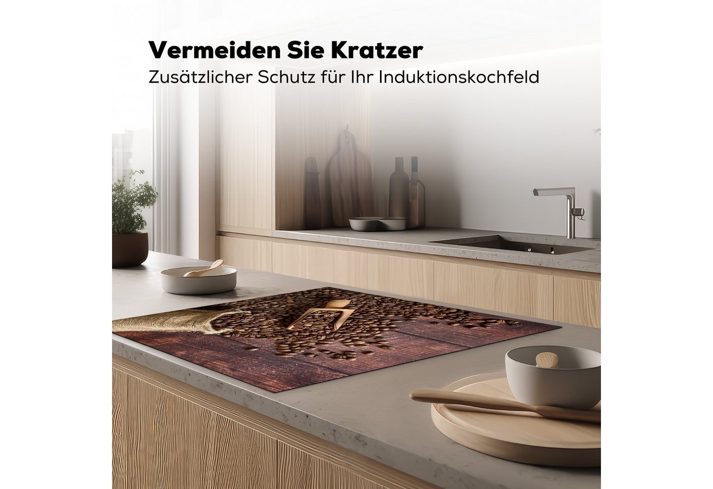 MuchoWow Herd-Abdeckplatte Kaffee - Kaffeebohnen - Braun - Holz, Vinyl, (1 tlg), Küche Herdabdeckung Ceranfeld Induktionsfeld Vinyl, 60x60 cm Bild 5
