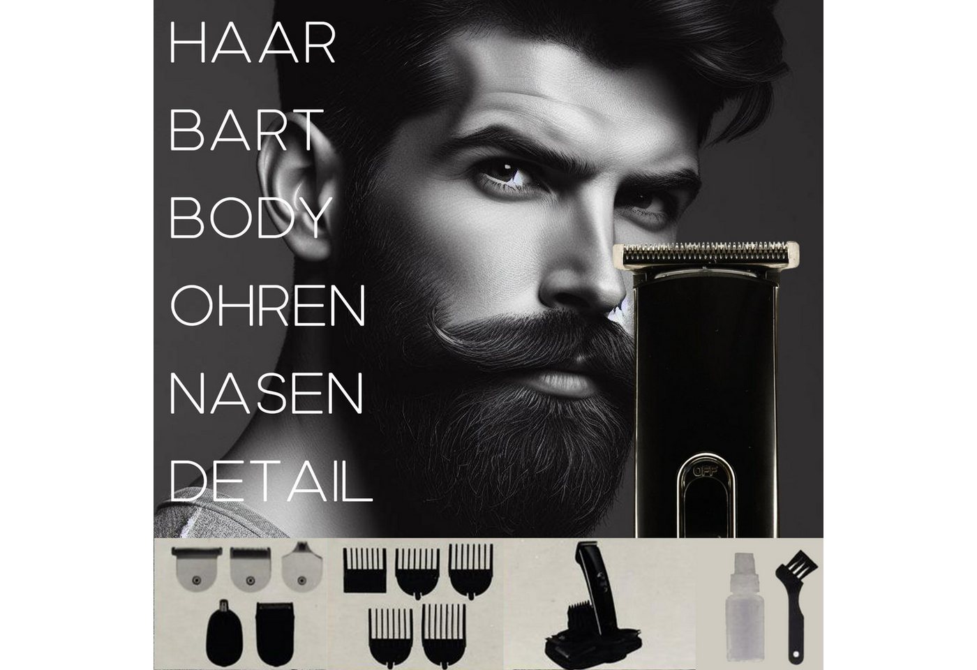 TronicXL Haarschneider Profi Akku Haarschneidemaschine Haarschneider Set professional Accu, Betrieb mit und ohne Kabel möglich mit Basis Station für Damen Herren Bild 3