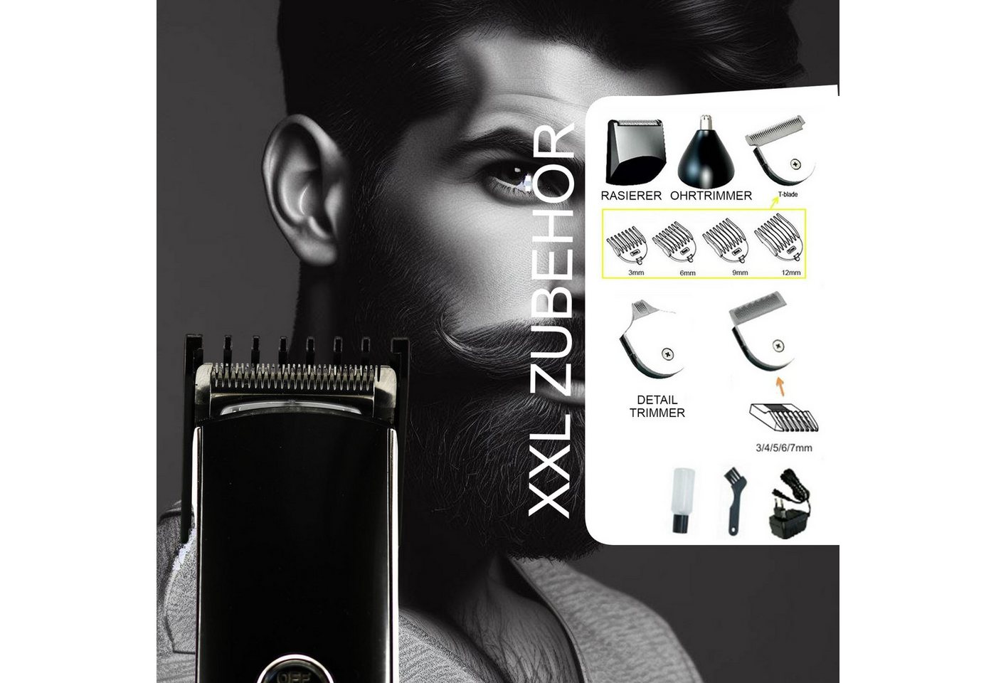 TronicXL Haarschneider Profi Akku Haarschneidemaschine Haarschneider Set professional Accu, Betrieb mit und ohne Kabel möglich mit Basis Station für Damen Herren Bild 5