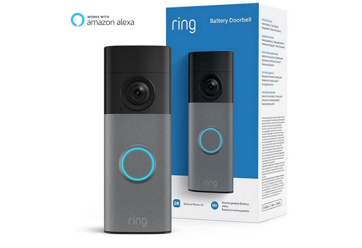 Ring Smart Home Türklingel Battery Video Doorbell 2K (Neuste Generation) (Außenbereich, WLAN, Akku-Videotürklingel, Kabellose Türklingel-Kamera, Retinal 2K, 6x-Zoom) Bild 4