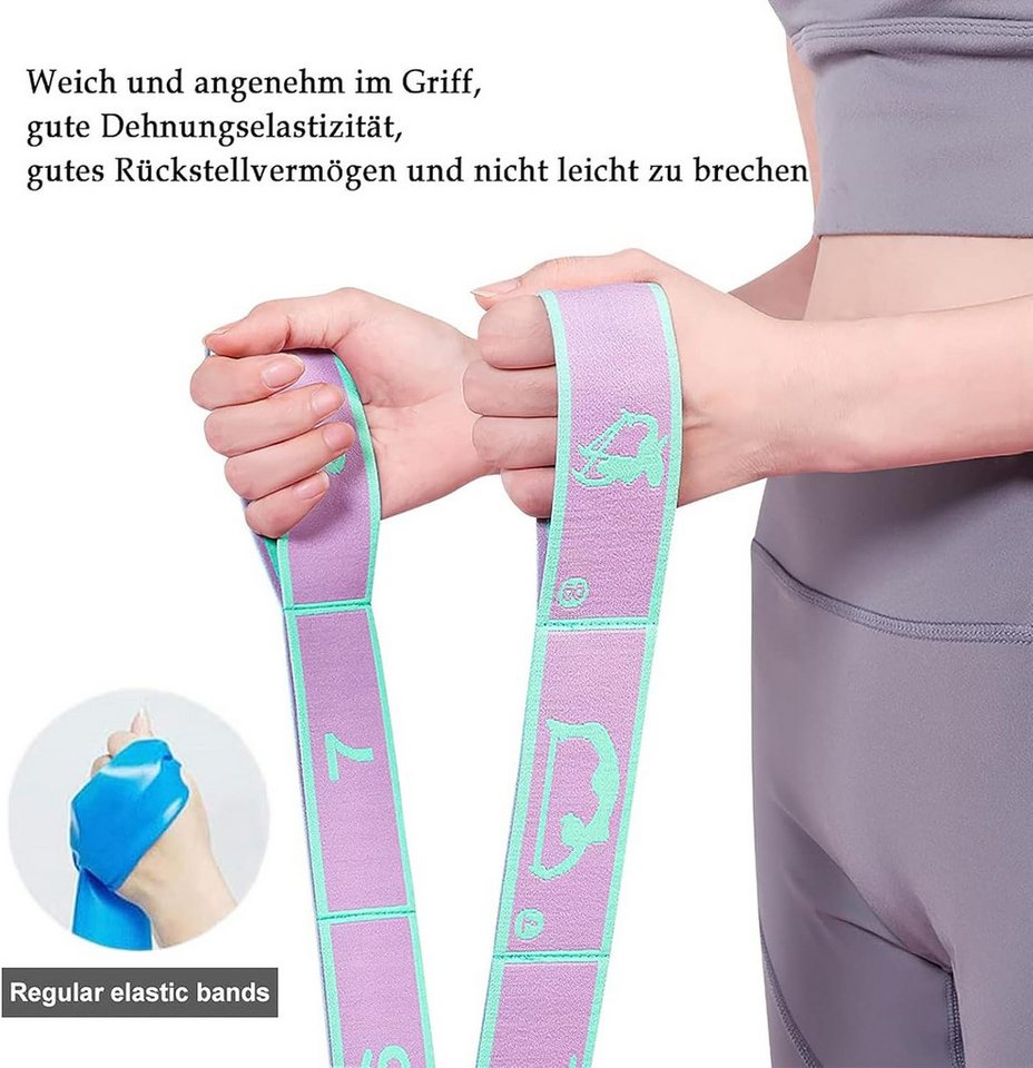 Coonoor Trainingsbänder 2 Stück Yoga Gurt Gymnastikband 8Schlaufen,Elastisches Resistance Band