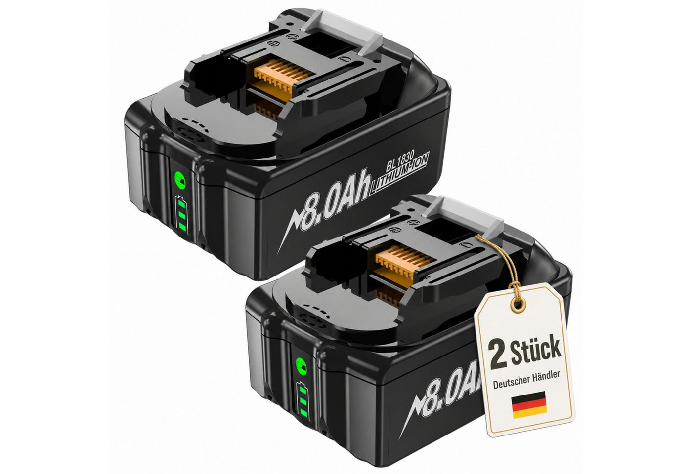 HS.SUPPLY Ersatzakku 18V 8000mAh kompatibel mit Makita BL1830 BL1840 BL1860 Akkupacks 18V 8Ah Li-Ion Ersatzakku Li-Ion 8000 mAh (18 V), Kein Memory-Effekt, wiederaufladbar Bild 4