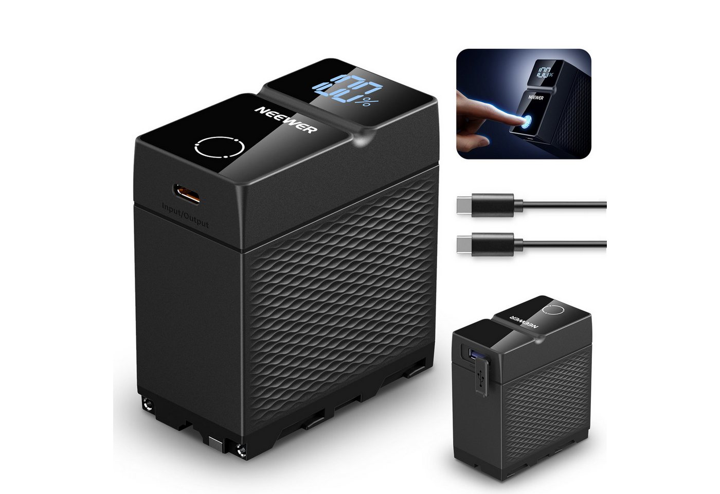 Neewer NW-F970U 10500mAh Battery Kamera Akku Ersatzakku PD 45W Schnellladung Kamera-Akku, OLED/USB A/USB C, für Camera Monitor Kompatibel mit Sony Canon Nikon Bild 5