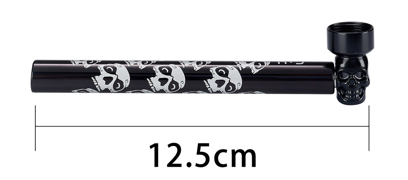 CHAMP HIGH Handpfeife TABAKPFEIFE SKULL 12,5cm aus Glas mit 5 Sieben Glaspfeife 386 (Silber), Rauchpfeife mini Pfeife Tabak Pipe Siebe Bild 4