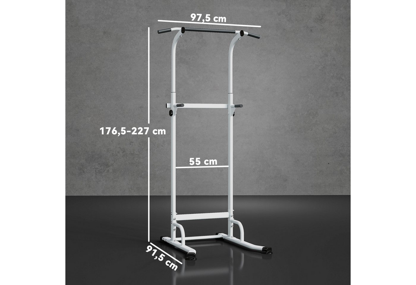 SPORTNOW Kraftstation Klimmzugstange mit Stahlrahmen, 0 Gewichtsblöcke (Set, 1-tlg., 1x Power Tower Dip-Station), 12-fach höhenverstellbar, bis 120 kg Bild 3