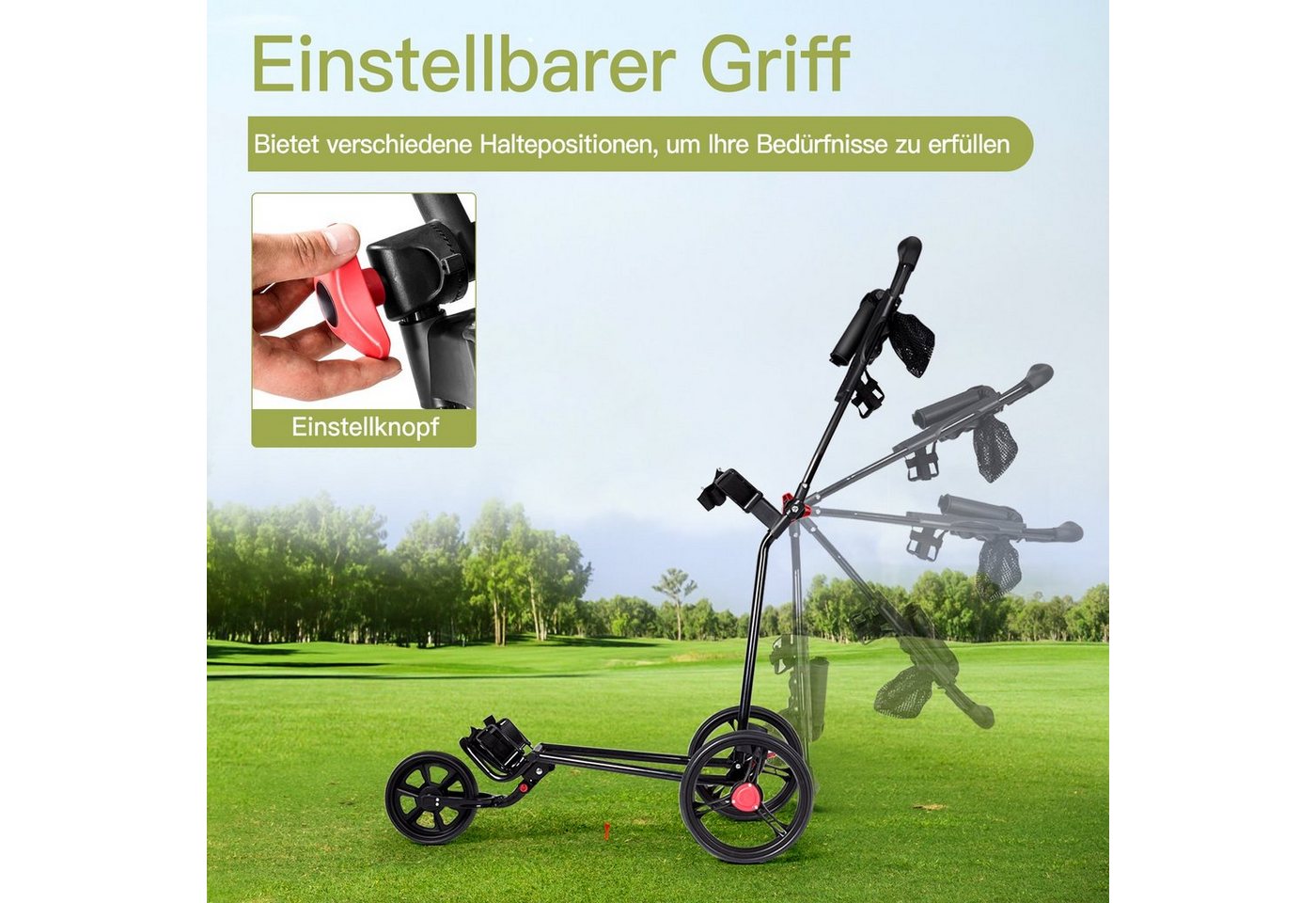 COSTWAY Golftrolley Golfwagen, mit Schirm-, Tassen- und Telefonhalter Bild 2