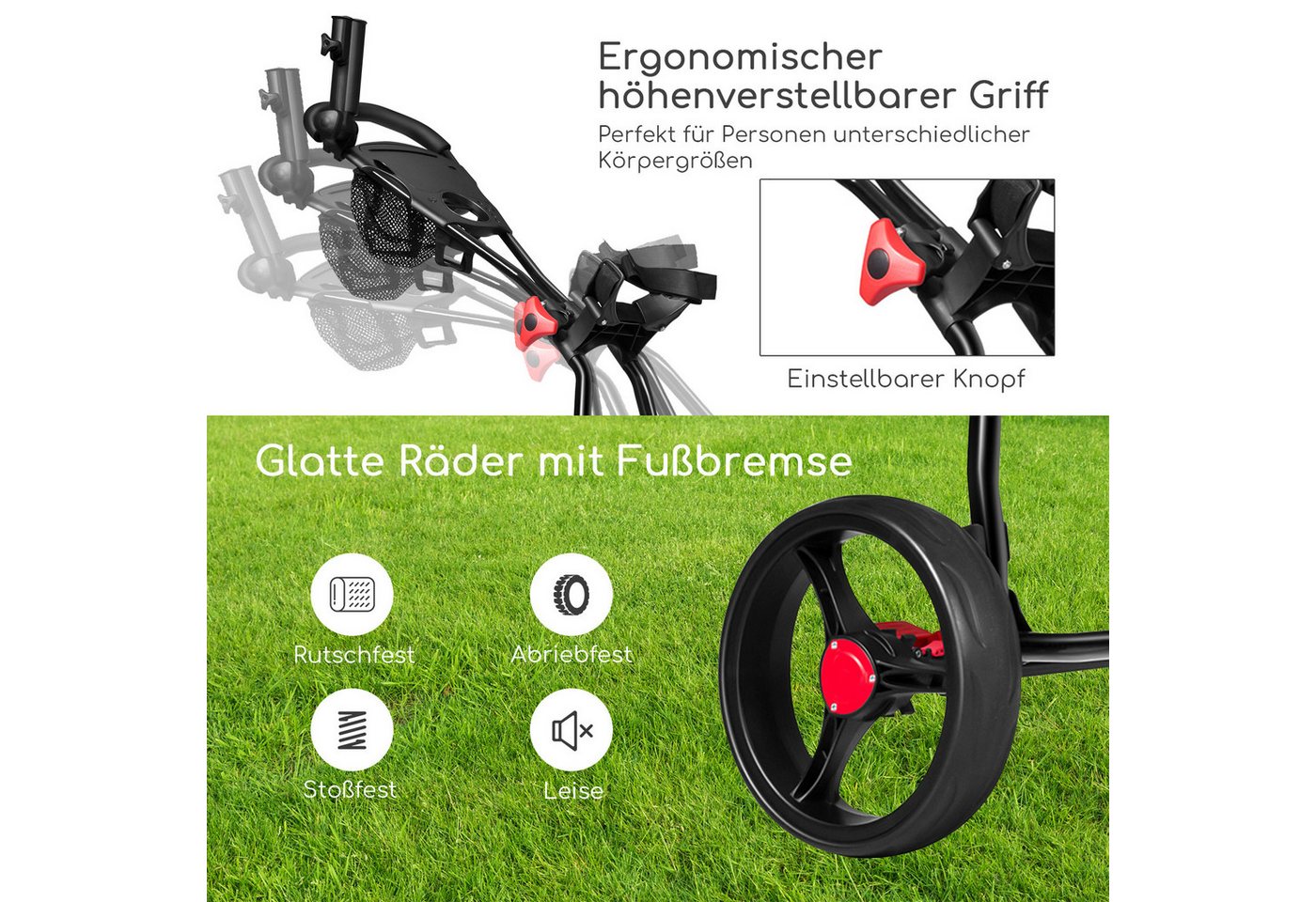 COSTWAY Golftrolley Golfwagen, mit Schirm-, Tassen- und Telefonhalter Bild 3