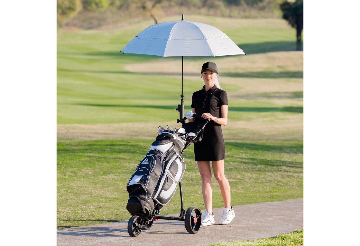 COSTWAY Golftrolley Golfwagen, mit Schirm-, Tassen- und Telefonhalter Bild 5