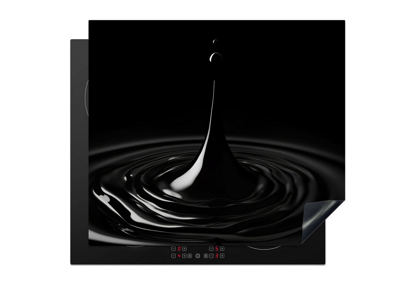 MuchoWow Herd-Abdeckplatte Schwarz - Wasser - Tropfen, Vinyl, (1 tlg), Ceranfeldabdeckung Küche, Herdabdeckplatte Einteilig, 60x52 cm Bild 5