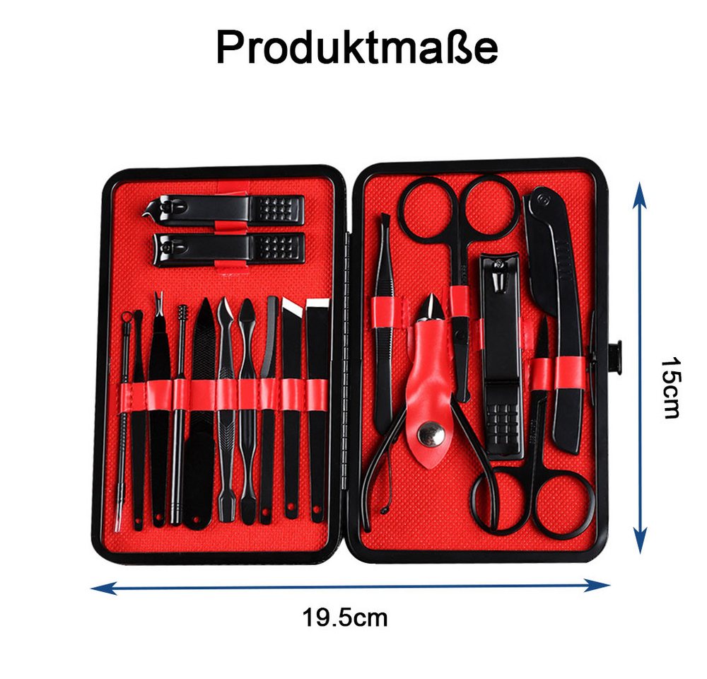 TUWENA Maniküre-Pediküre-Set 18 Stück Nagel Clippers Maniküre Set, Pflege Pediküre Pflege Kit, 18-tlg. Bild 2