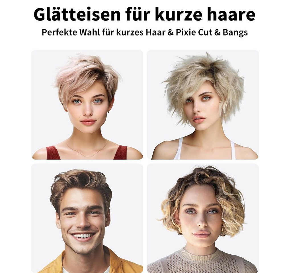 FANNOU Glätteisen Small Haarglätter für kurzes Haar, Pony & Bart, Keramik Platten, Glätteisen Locken und Glätten 2 in 1 für alle Haartypen Bild 2