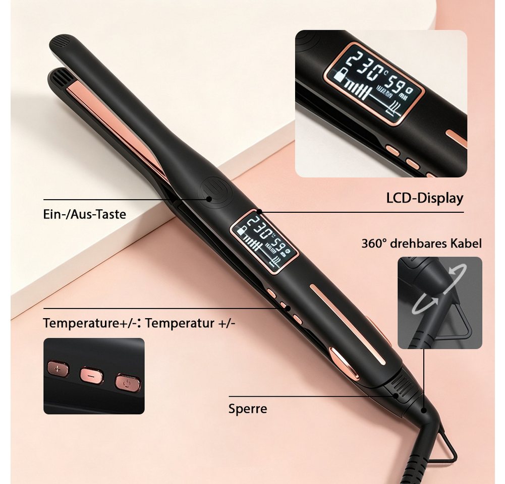 FANNOU Glätteisen Small Haarglätter für kurzes Haar, Pony & Bart, Keramik Platten, Glätteisen Locken und Glätten 2 in 1 für alle Haartypen Bild 3