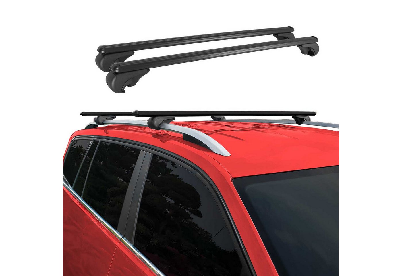 OMAC Dachträger Universal Dachträger Gepäckträger für Auto 75kg 120cm Schwarz 2x (2-St), Wasserbeständig,Abnehmbar,Multifunktional,Leichtgewichtig Bild 2