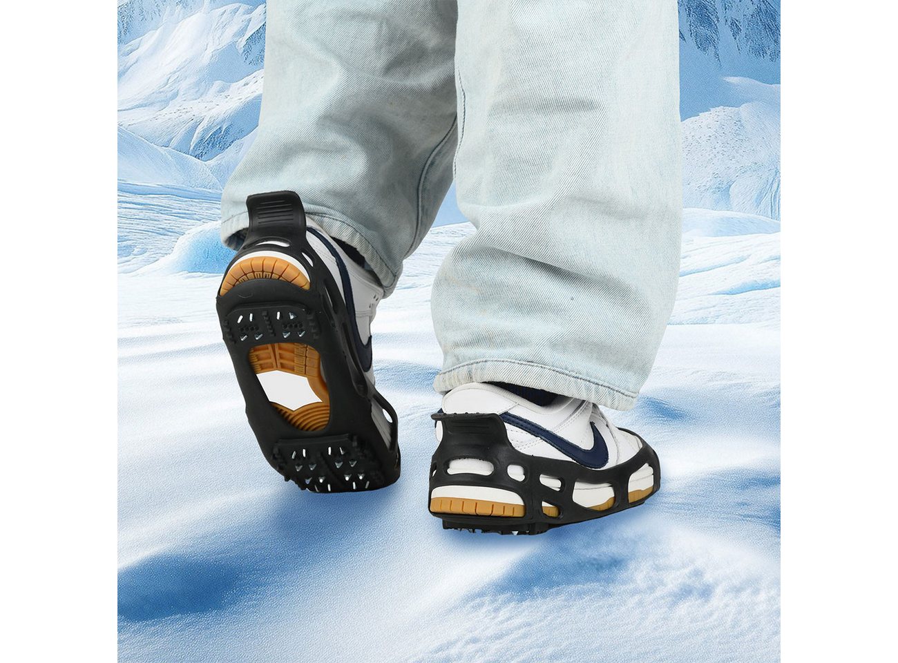 shop'n smile ideoon Spikes Schuh-Spikes Gr. 44-47 Premium Grödel für sicheren Halt auf Eis Schnee, Schuh-Spikes Gr. 44-47: 24 Metallkrallen für maximalen Halt auf Eis