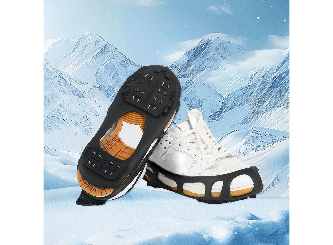shop'n smile ideoon Spikes Schuh-Spikes Gr. 44-47 Premium Grödel für sicheren Halt auf Eis Schnee, Schuh-Spikes Gr. 44-47: 24 Metallkrallen für maximalen Halt auf Eis Bild 2