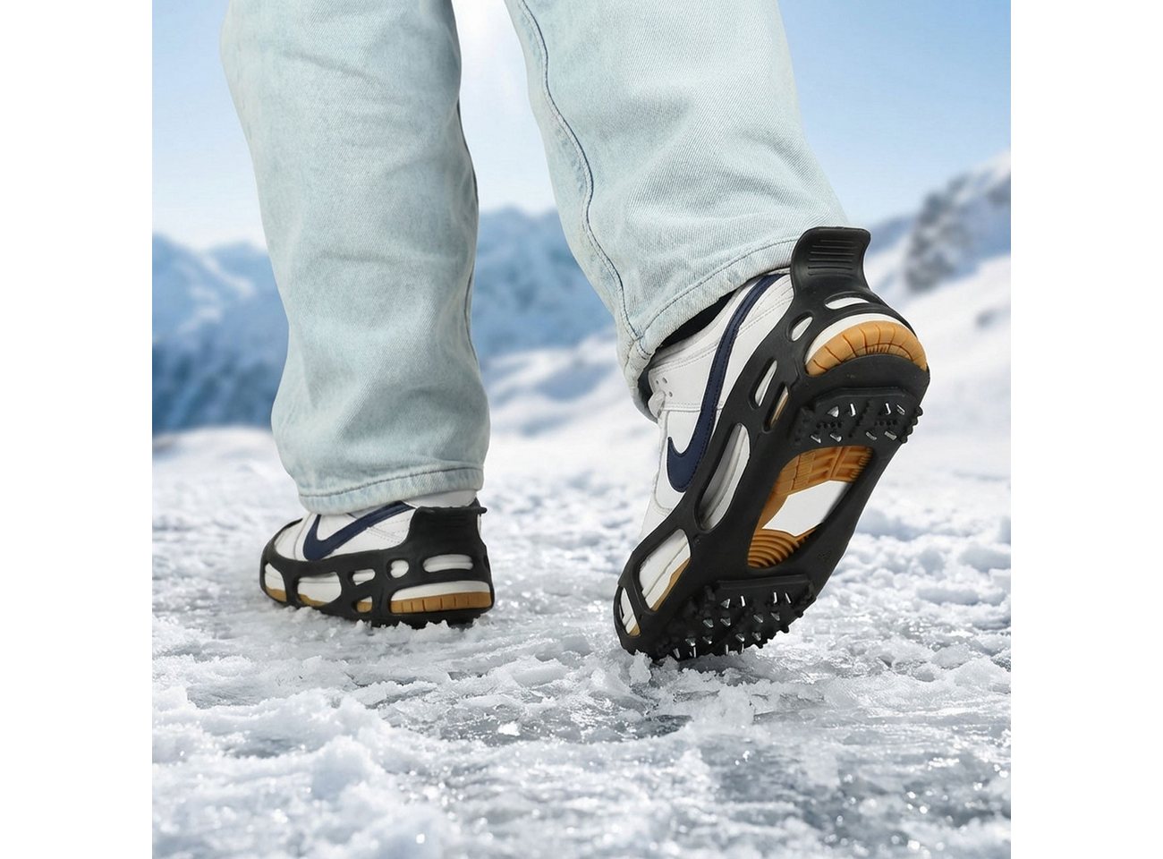 shop'n smile ideoon Spikes Schuh-Spikes Gr. 44-47 Premium Grödel für sicheren Halt auf Eis Schnee, Schuh-Spikes Gr. 44-47: 24 Metallkrallen für maximalen Halt auf Eis Bild 3