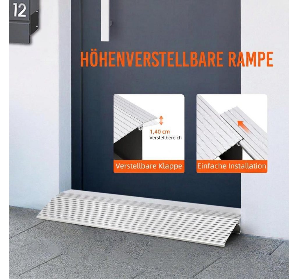 GarveeMore Auffahrrampe 5-teilige modulare Aluminium-Schwellenrampe bis 317kg Traglast (5-St), rutschfest wetterfest, mobil für Rollstuhl & Scooter Bild 2
