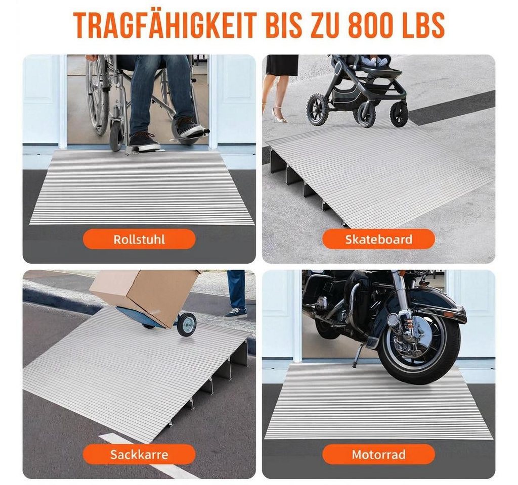 GarveeMore Auffahrrampe 5-teilige modulare Aluminium-Schwellenrampe bis 317kg Traglast (5-St), rutschfest wetterfest, mobil für Rollstuhl & Scooter Bild 4