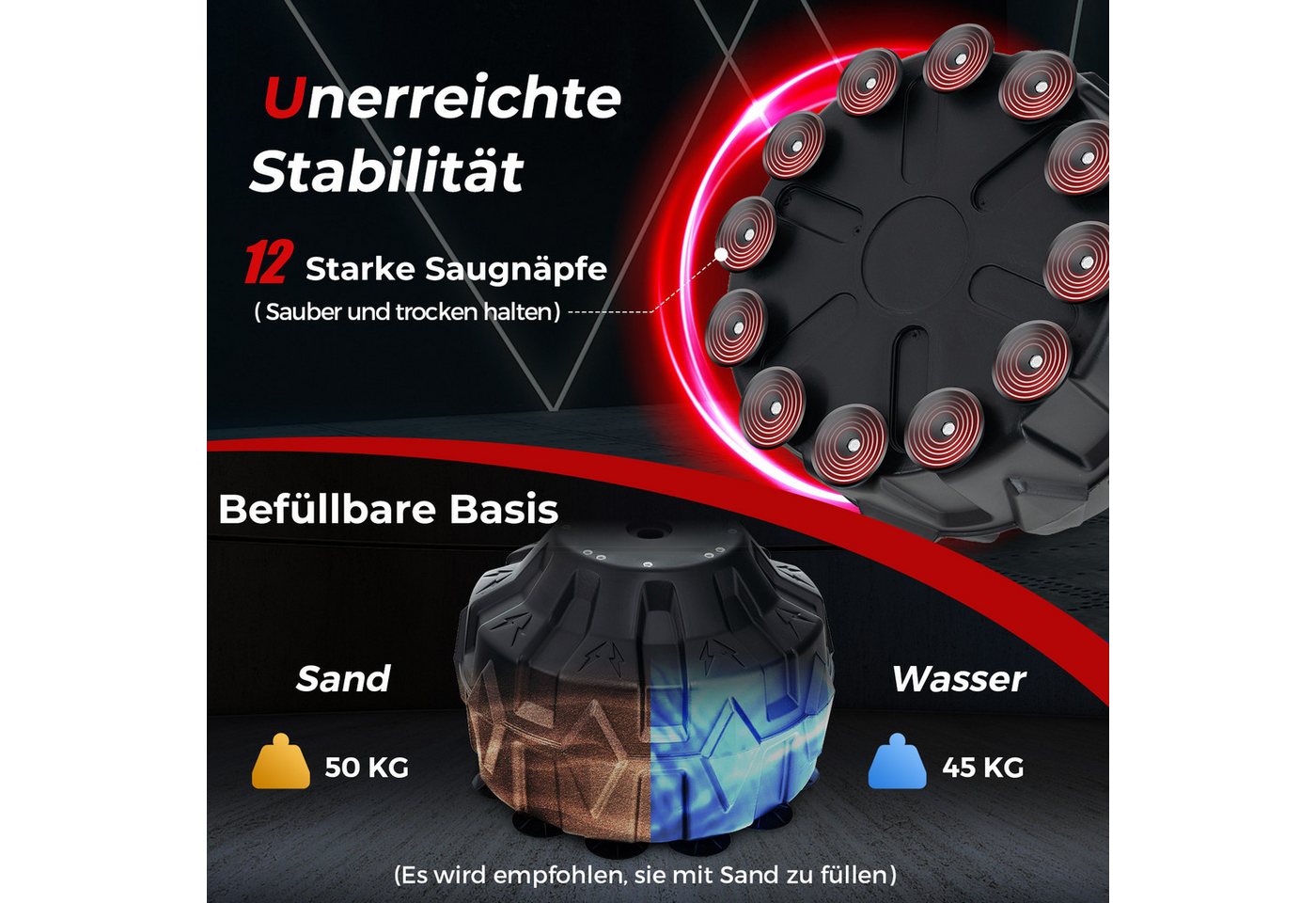 COSTWAY Standboxsack, Freistehender Boxsack mit befüllbarem Sockel, 178 Bild 5