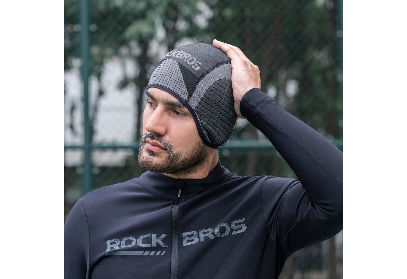 ROCKBROS Unterhelmmütze Warm Fahrradmütze, Atmungsaktive Laufmütze Sport Funktionsmütze Schützt Ihre Ohren Bild 3