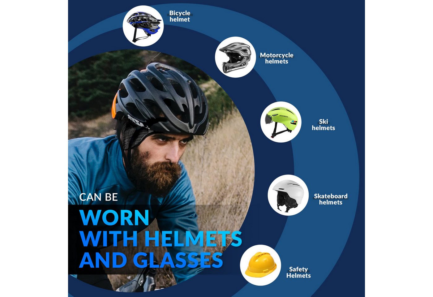 ROCKBROS Unterhelmmütze Warm Fahrradmütze, Atmungsaktive Laufmütze Sport Funktionsmütze Schützt Ihre Ohren Bild 5