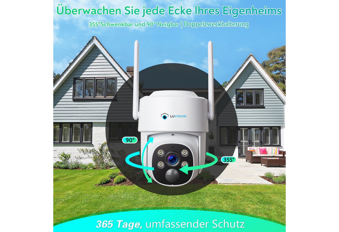 LUVISION Überwachungskamera W601 (Außenbereich, 1-tlg., Kabellose WLAN Solar PTZ Funk Überwachungskamera, 4MP, Mikrofon, KI, Bewegungserkennung, Gegensprechfunktion, Solarpanel, Akku Batterie) Bild 4