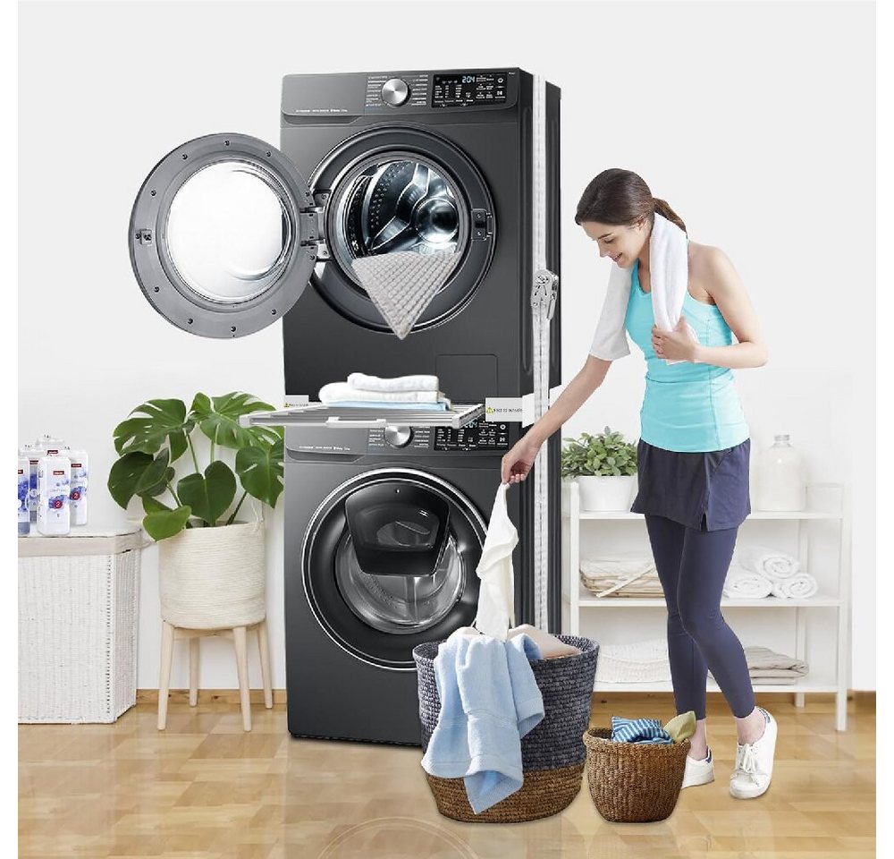 BBG Zwischenbaurahmen Verstellbarer Waschmaschinen-Zwischenbaurahmen aus Edelstahl 54–73 cm (1-St., universell kompatibler Verbindungsrahmen), für Waschmaschine & Trockner, stabile Stapelhilfe mit Klicksystem Bild 2