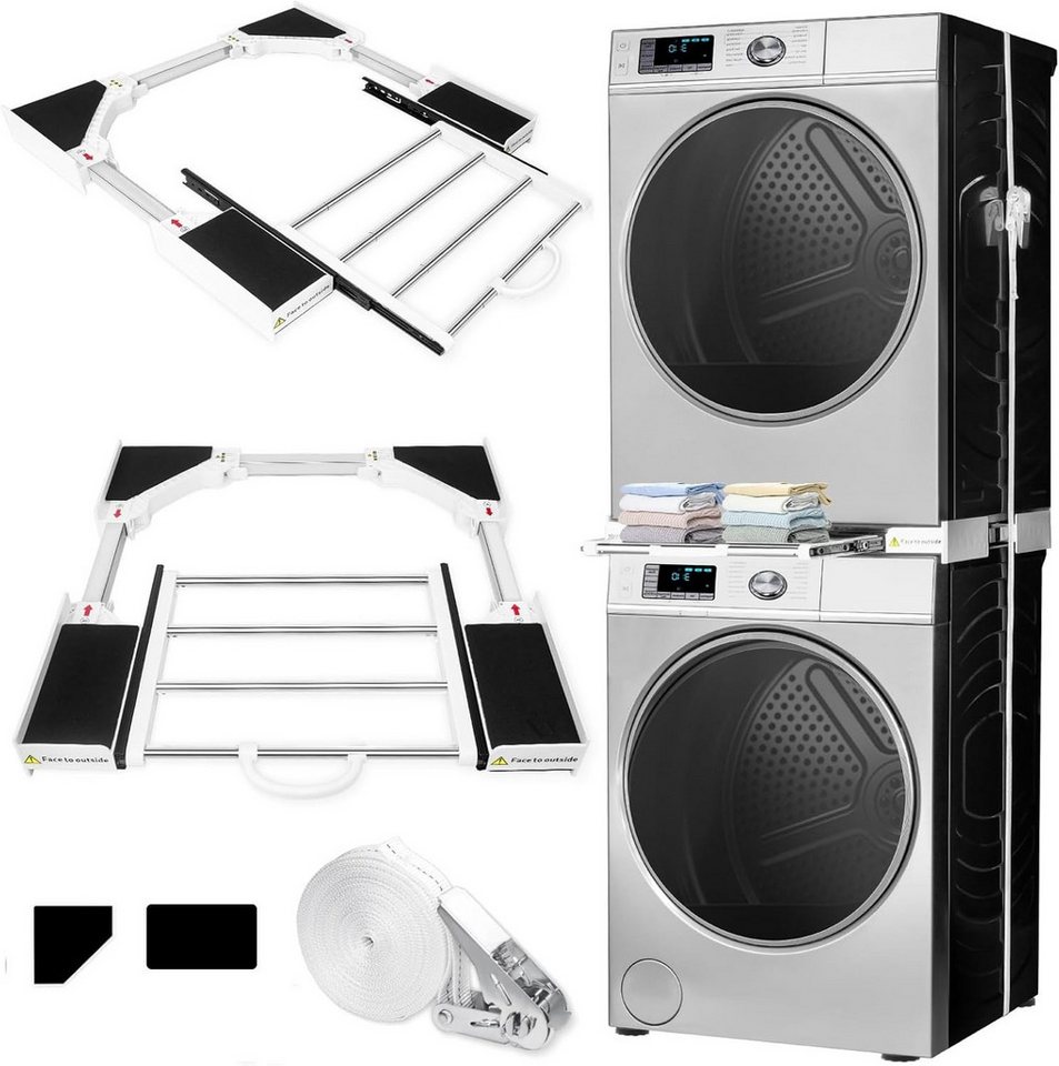BBG Zwischenbaurahmen Verstellbarer Waschmaschinen-Zwischenbaurahmen aus Edelstahl 54–73 cm (1-St., universell kompatibler Verbindungsrahmen), für Waschmaschine & Trockner, stabile Stapelhilfe mit Klicksystem Bild 3