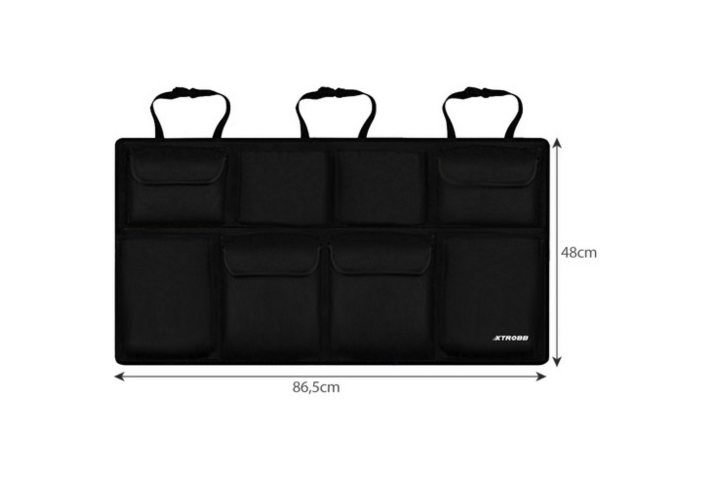 XTROBB Auto-Rückenlehnentasche Autositz Organizer Rückenlehne Kofferraum Organizer 8 Taschen Schwarz (Autositz Organizer für Rückenlehne mit 8 Aufbewahrungstaschen, Autositz Organizer, Rückenlehnen Organizer), 8 Taschen, wasserabweisend, faltbar, universelle Passform Bild 3