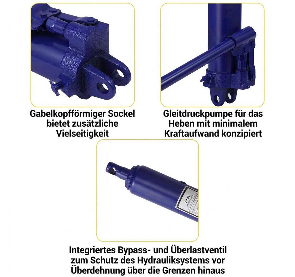 GarveeMore Wagenheber Hydraulischer Langzylinder‑Wagenheber 3t‑8t, Hubhöhe 61‑112cm, Ersatzzylinder für Motorkran, Werkstatt & Landwirtschaft Bild 2
