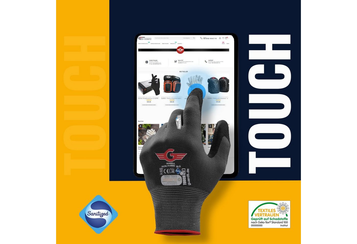 GUARD 5 Arbeitshandschuhe 3-12 Paar Nitril Beschichteter Arbeits- Montagehandschuh (Art.11580G) (12-St) atmungsaktiv, touchscreenfähig, Sanitized Hygienefunktion Bild 3