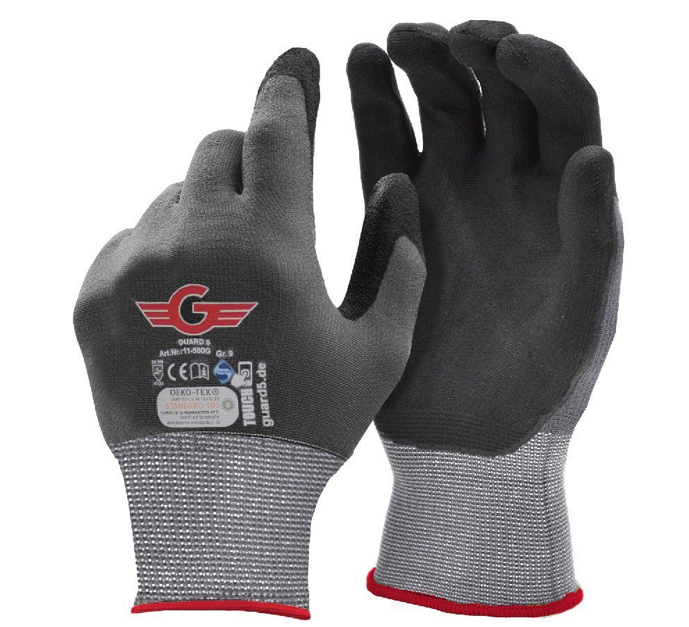 GUARD 5 Arbeitshandschuhe 3-12 Paar Nitril Beschichteter Arbeits- Montagehandschuh (Art.11580G) (12-St) atmungsaktiv, touchscreenfähig, Sanitized Hygienefunktion Bild 4