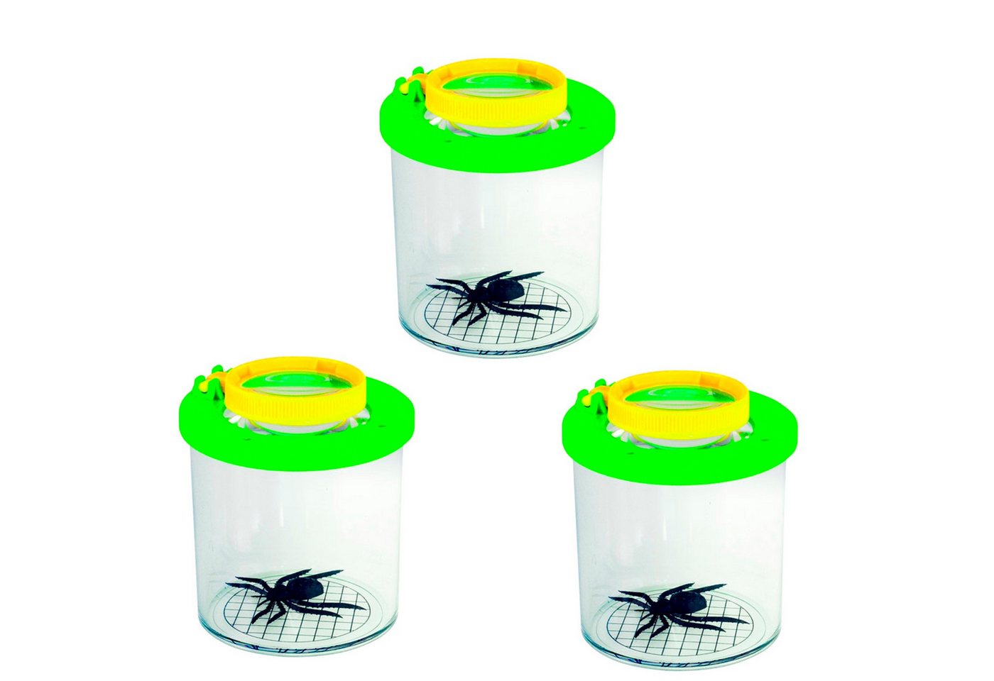 Edu-Toys Becherlupe Lupendose Becherlupe Insektenlupe grün, 2 bis 10 Stück bitte Variante auswählen, 3-tlg., wie für die Varianten notiert, mit Luftlöchern und mm-Skala