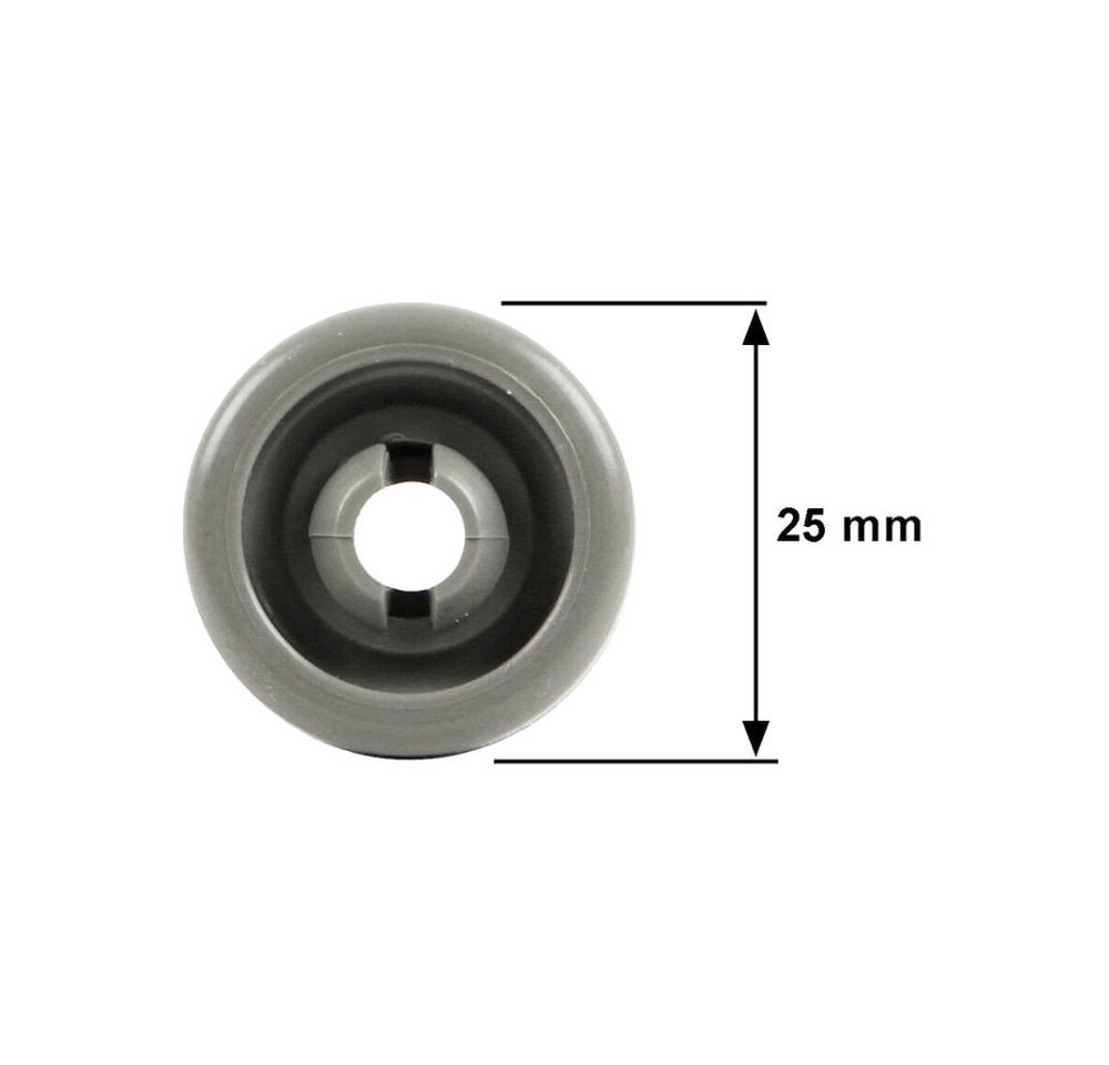 Trade-Shop Geschirrspüleinsatz 8x Korbrolle passend für 25mmØ für viele Geschirrspüler Spülmaschinen, Korbrollen / Ersatz Rollen / Korb-Räder / Spülmaschinen-Räder Bild 3