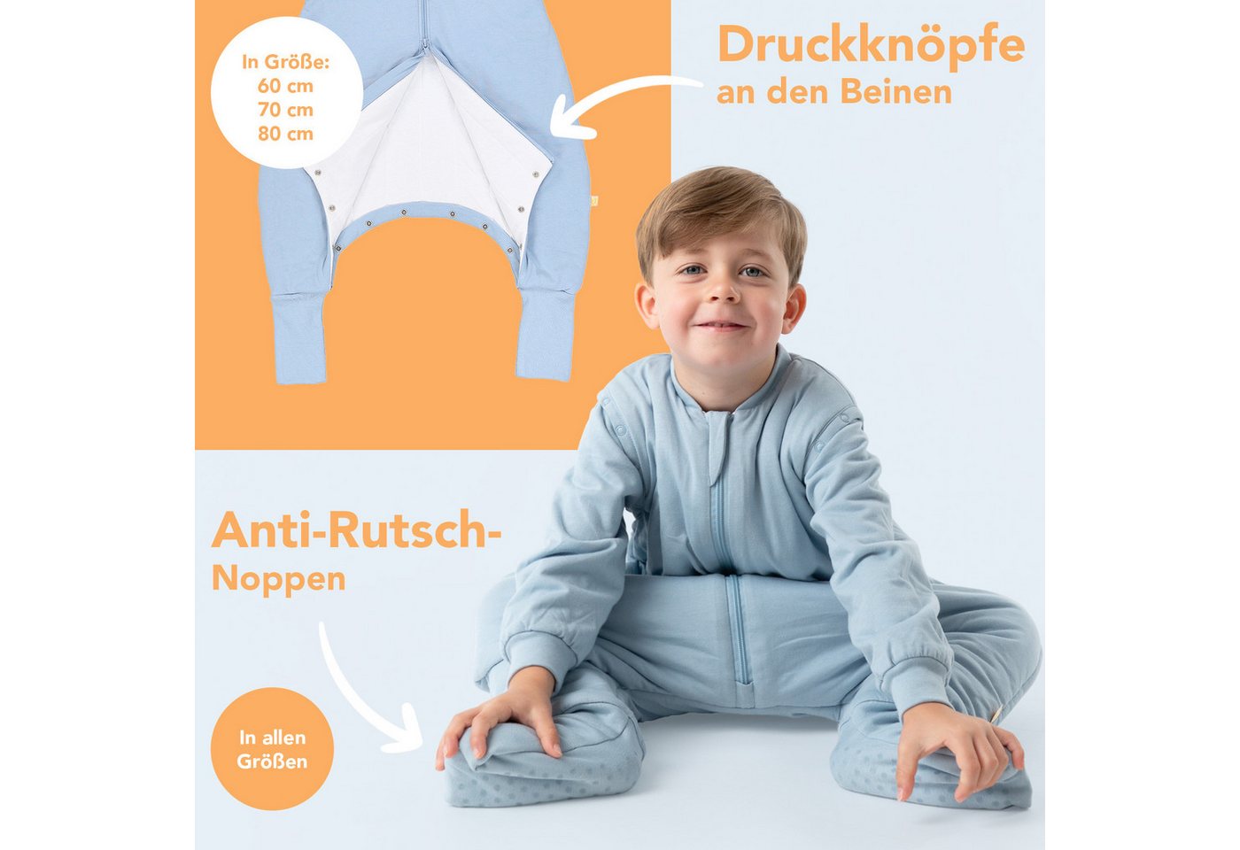 Schlummersack Kinderschlafsack Schlafsack mit Füßen und umklappbaren Bündchen, 2.5 Tog Bild 3